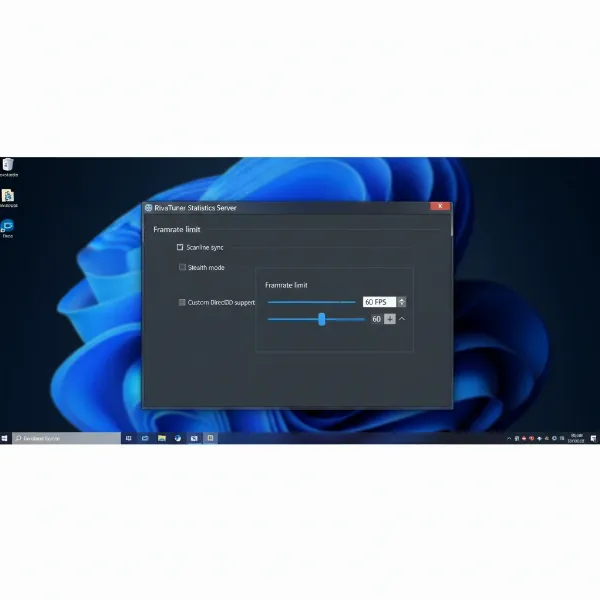 A graphical user interface of an FPS limiting software like RTSS, showing an FPS cap set.