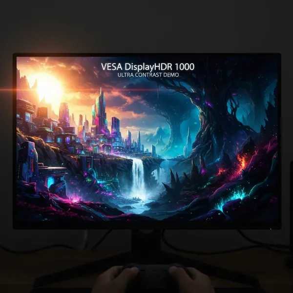 Stunning HDR content on a VESA DisplayHDR 1000 certified monitor with deep blacks and bright highlights.