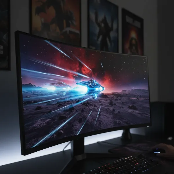 Illustration of motion blur and ghosting on a computer monitor due to slow response time