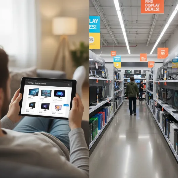 Various ways to buy a computer monitor, including online stores and physical retailers.