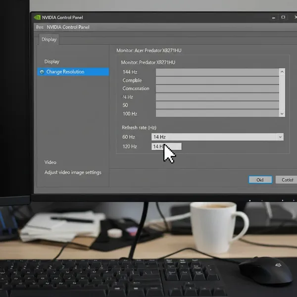 A computer screen displaying graphics driver update interface or display settings window.